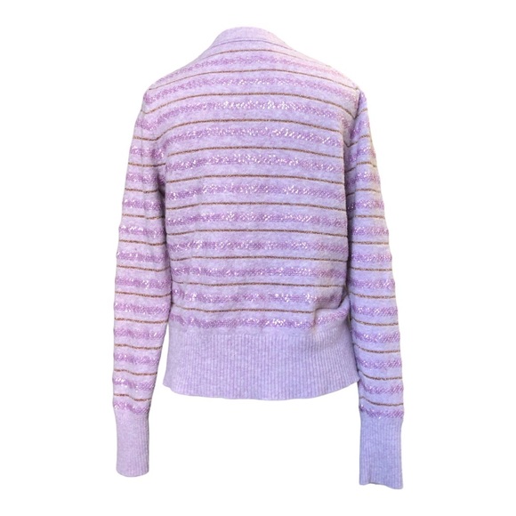 J.Crew Lavender Sequin & Gold Striped Crewneck Sweater - Picture 4 of 7